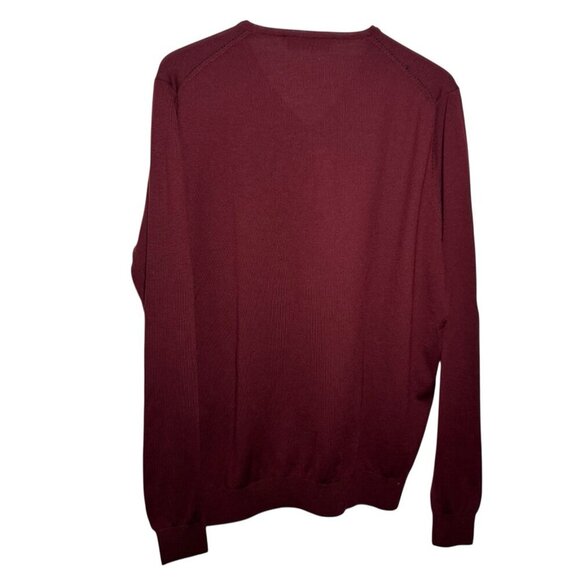 CAROLINA HERRERA Mens V-neck merino wool pullover sweater Size XL Garnet red - Picture 4 of 9